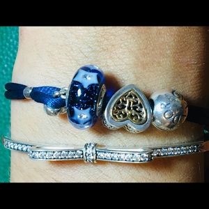 Set of Two: Genuine Pandora Silk and Bow Bangle